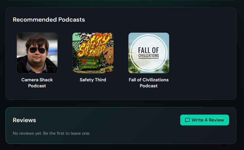 Recommended Podcasts card on the public feed