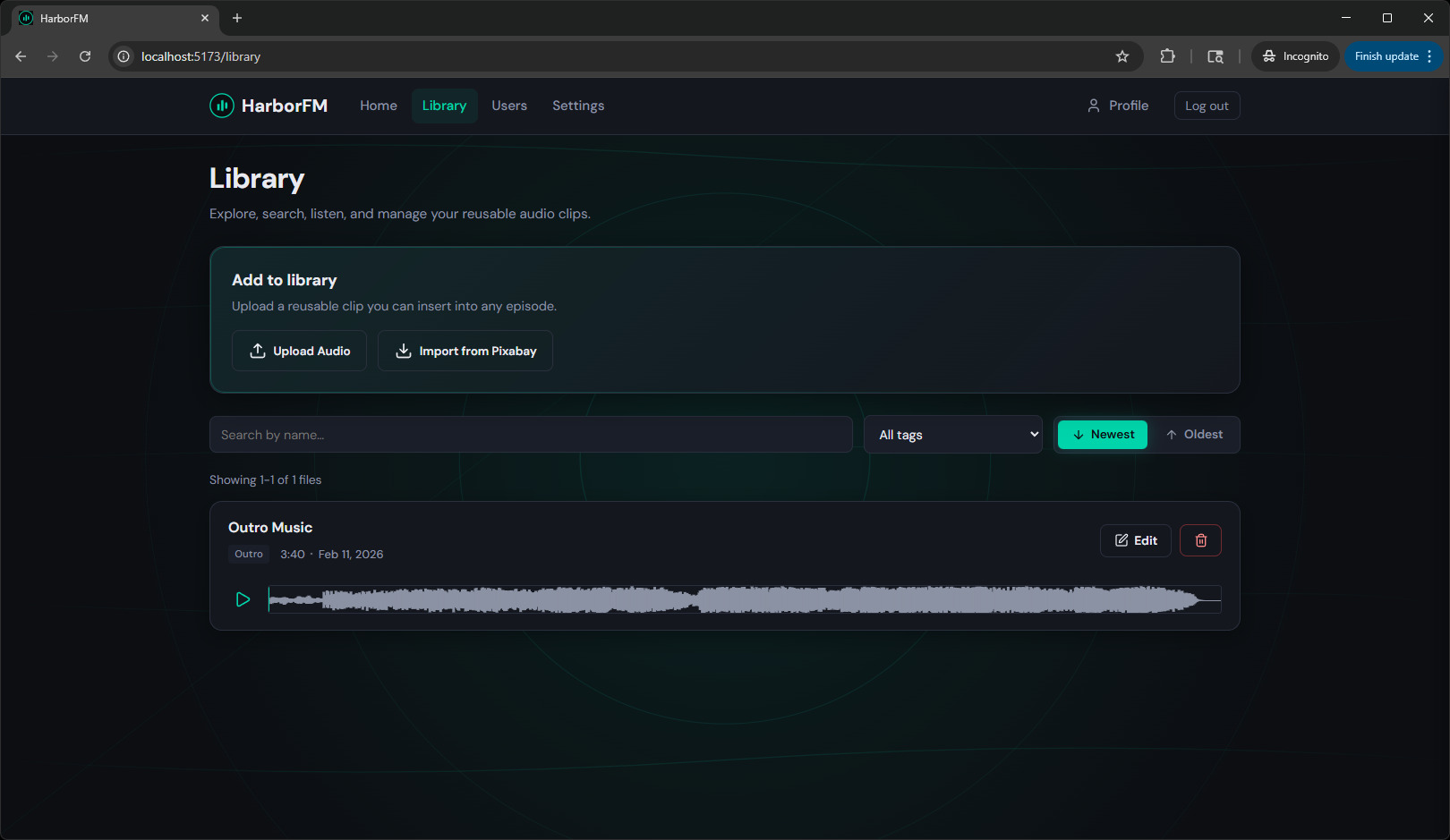 Library of reusable audio