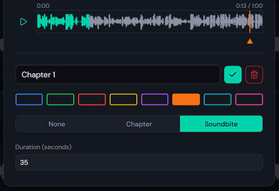 Soundbite marker editor on the final waveform