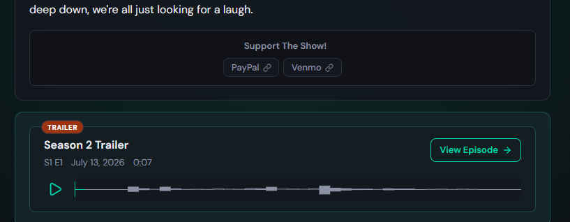 Support The Show funding panel on the public feed